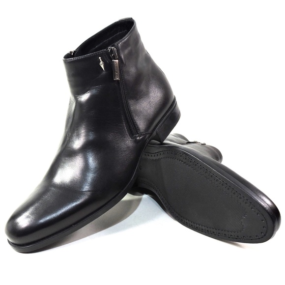 GOODMAN ?? MEN\'S BLACK SOFT LEATHER WINTER BOOTIE
